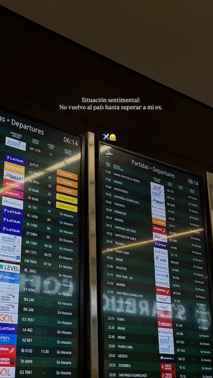 El posteo de Sofi Gonet en su historia de Instagram que evidencia que se va del país