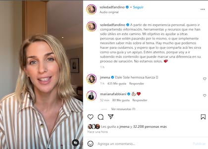 El posteo de Soledad Fandiño sobre su enfermedad