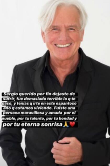 El posteo de Susana Giménez tras la muerte de Sergio Denis