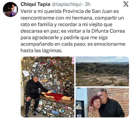 El posteo de Tapia desde San Juan