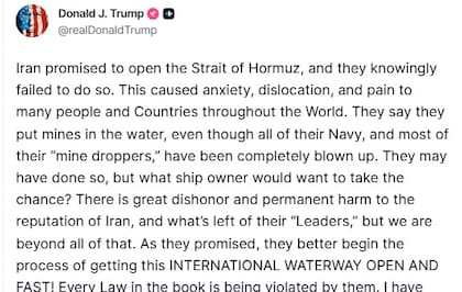 El posteo de Trump en Truth