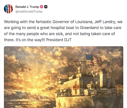 El posteo de Trump en su plataforma Truth Social, en referencia a su enviado especial para Groenlandia.