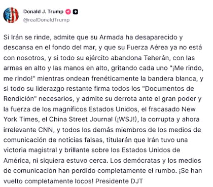El posteo de Trump en Truth Social