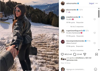 El posteo de Valentina Cervantes en Instagram