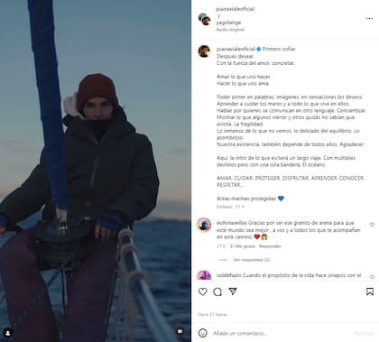 El posteo de Viale y Lange (Foto: Instagram @juanavialeoficial / @yagolange)
