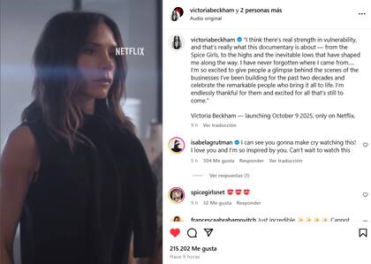 El posteo de Victoria Beckham en Instagram que ya acumula más de 200 mil "me gusta" (Foto: Captura @victoriabeckham/)