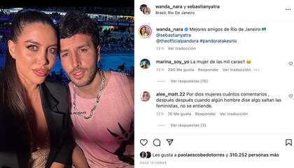 El posteo de Wanda Nara con Sebastian Yatra
