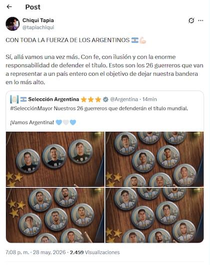 El posteo del Chiqui Tapia en X