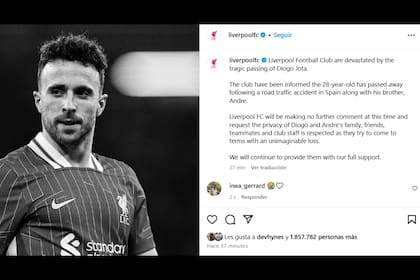 El posteo del equipo de fútbol Liverpool