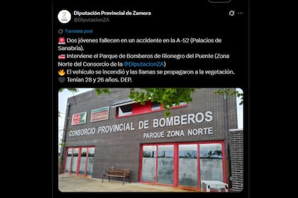 El posteo del gobierno de la provincia de Zamora, España, por la muerte de Diogo Jota