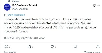 El posteo del IAE en X
