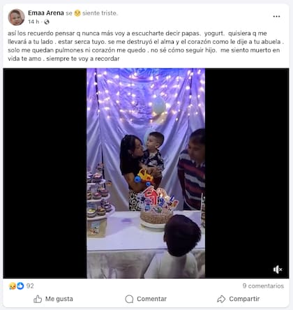 El posteo del padre de Luca en redes sociales. (Facebook)