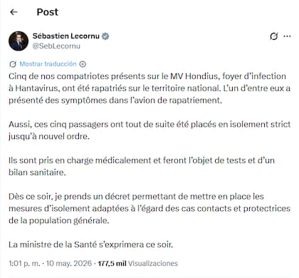 El posteo del premier francés