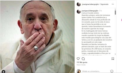 El posteo del sobrino del papa Francisco