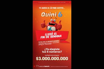 El posteo del sorteo del Quini 6 de hoy
