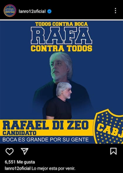 El posteo en el feed de Instagram de Rafael Di Zeo