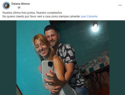 El posteo en redes sociales de la pareja de Juan Calvente