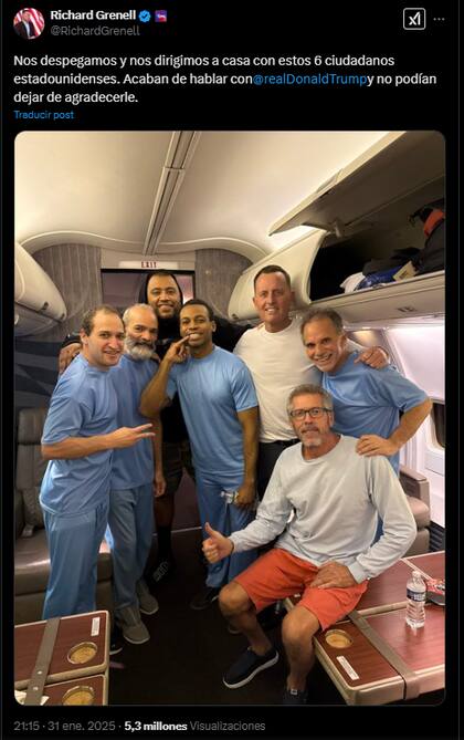 El posteo en X de Richard Grenell donde muestra a algunos de los liberados por el Gobierno de Maduro