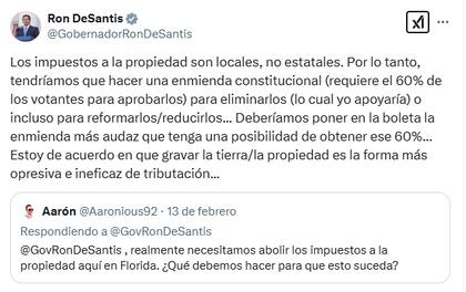 El posteo en X del gobernador sobre la abolición de impuestos a la propiedad