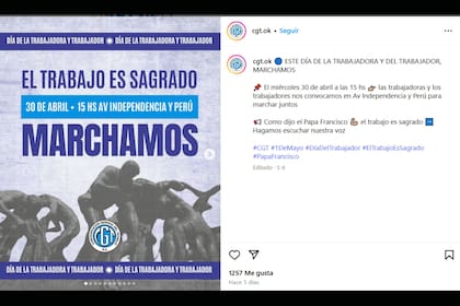 El posteo por la marcha de la CGT