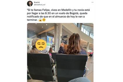 El posteo principal de Twitter que expuso la conversación del aeropuerto