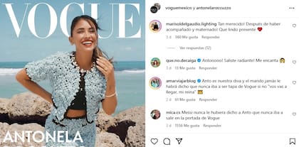El posteo que Antonela Roccuzzo reposteó sobre la tapa de la revista y los comentarios que recibió de parte de sus seguidores