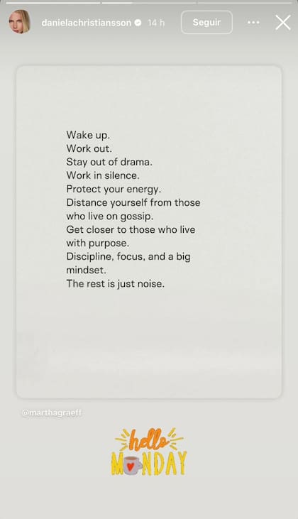 El posteo que compartió Daniela Christiansson antes del estreno de MasterChef Celebrity (Foto: Instagram @danielachristiansson)