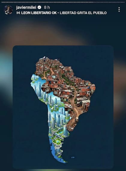 El posteo que compartió Milei en sus redes sociales.