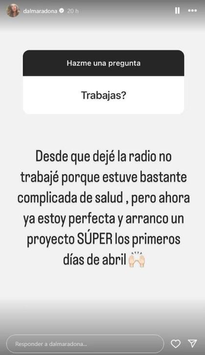 El posteo que Dalma Maradona compartió en Instagram
