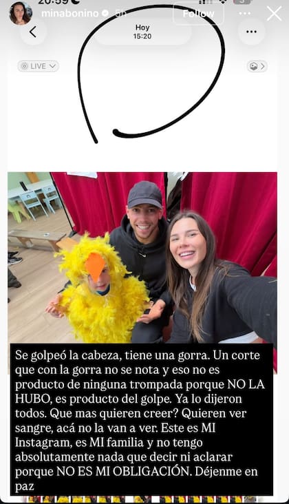 El posteo que realizó Bonino en Instagram
