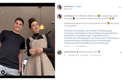 El posteo que realizó la profesora de inglés de Julián Álvarez
