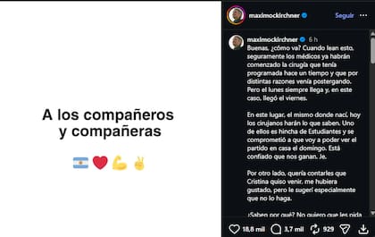 El posteo que realizó Máximo Kirchner en relación a su operación