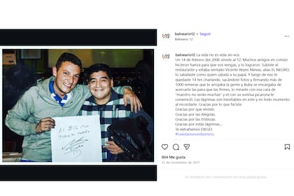 El posteo que recuerda el paso de Maradona por el parador