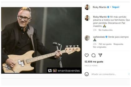El posteo que Ricky Martin publicó en su cuenta de Instagram para despedir a Marciano
