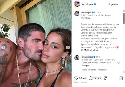 El posteo romántico de Rodrigo De Paul que contó con la respuesta de Tini