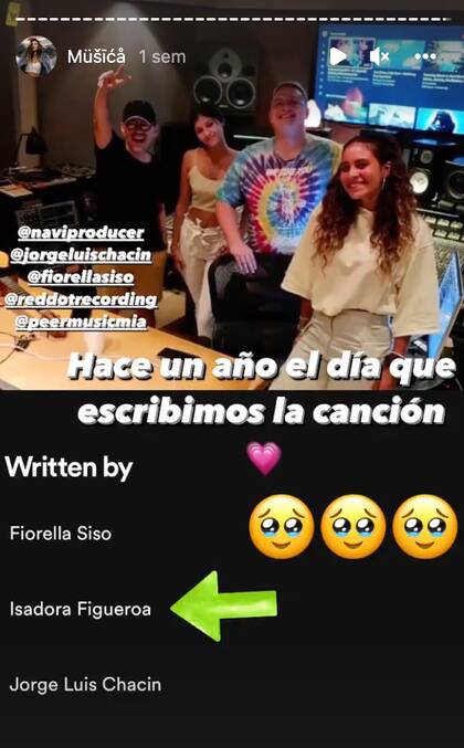 El posteo sobre la canción escrita por Isadora Figueroa