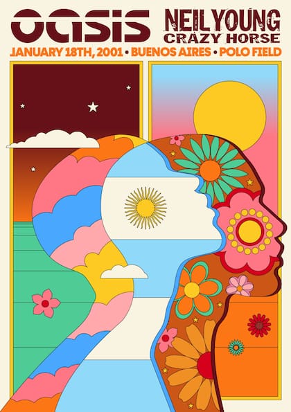El póster que recuerda el histórico show junto a Neil Young & Crazy Horse en 2001 (Foto: X @oasis)
