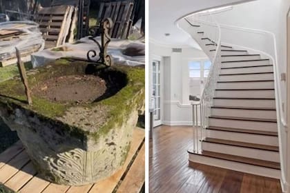 El pozo (izq) y la escalera (derecha) dos de las piezas que se sacaron de la casa y que se venden aparte