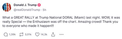 El precandidato republicano valoró al público que lo acompañó en su presentación en Doral