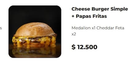 El precio de la hamburguesa Cheese Burger Simple, sin descuento