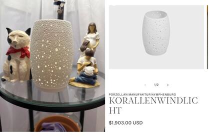 El precio de lista del fabricante señala que el candelabro tiene un valor de 1903 dólares. (Reddit r/ThriftStoreHauls)