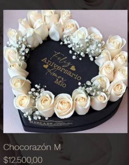 El precio del regalo de los bombones y las rosas que recibió Yañez en la página oficial de Mercado de pétalos es de $12.500