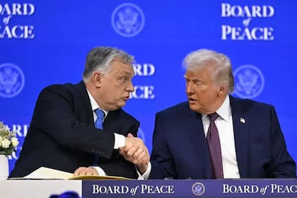 El premier húngaro, Viktor Orban, y el presidente norteamericano, Donald Trump, en el Foro de Davos, en Suiza.