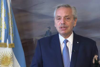 El presidente Alberto Fernández, durante su mensaje sobre la situación en la ciudad de Rosario