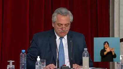 El presidente Alberto Fernández en la apertura de sesiones ordinarias del Congreso Nacional transmitida por Cadena Nacional
