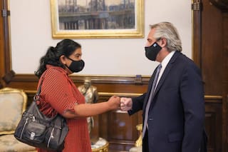 En Casa Rosada. Alberto Fernández recibió a Margarita Barrientos