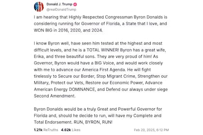 El presidente aseguró que trabajaría de manera estrecha con Donalds en caso de ganar los comicios del 3 de noviembre