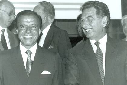 El presidente Carlos Menem y Franco Macri