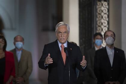 El presidente chileno Sebastián Piñera, ayer durante un discurso en el Palacio de la Moneda