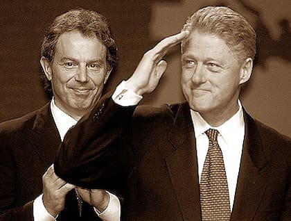 El presidente Clinton y el primer ministro Tony Blair, en Belfast, durante una visita del jefe de la Casa Blanca a Irlanda del Norte